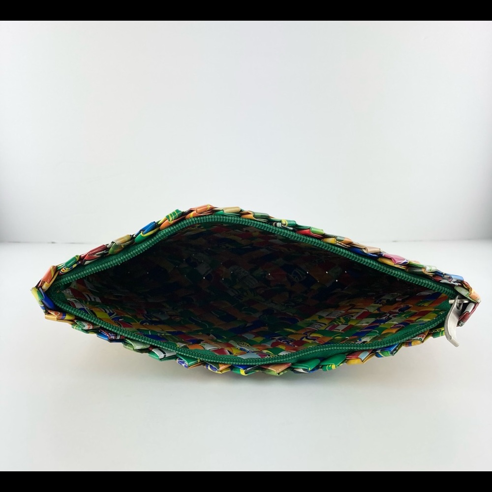 Gum Candy Wrapper Folded Zip Top Clutch Purse Wallet Recycled Plastic - Picture 7 of 7